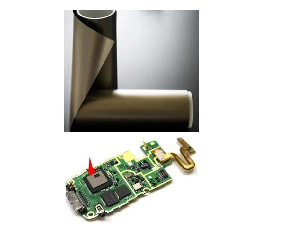 Absorbing material roll and a phone board with the sheet over a chip