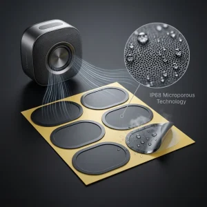 FSM-200B IP68 EPTFE Sound Permeable Vent Membrane Waterproof Breathable Acoustic Film Adhesive for TWS and Portable Speakers