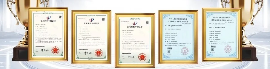 Three Chinese utility model patent certificates and two computer software copyright registration certificates held by Meetall